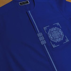 Royal Blue Embroidered Shirt for Men