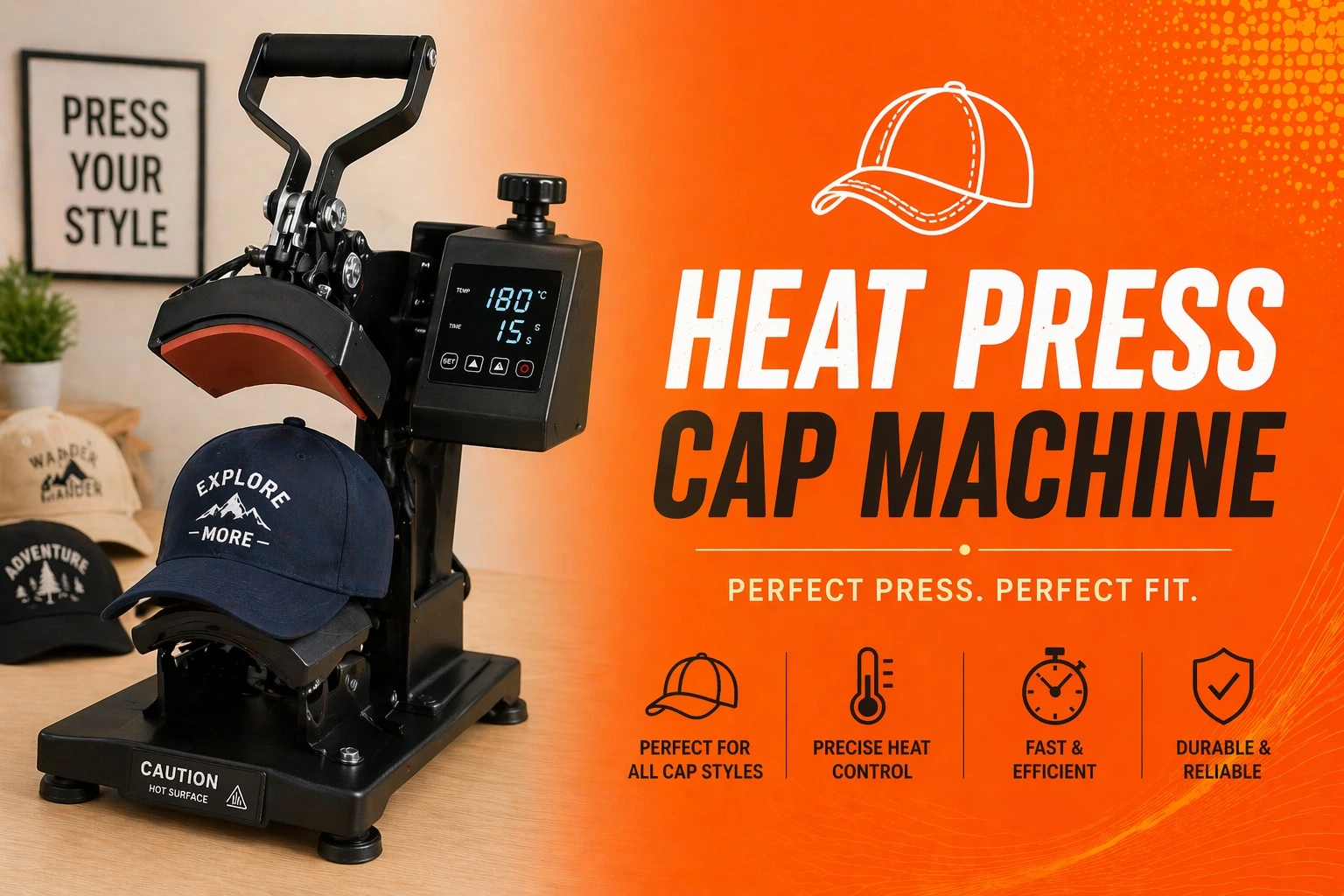 heat press cap machine