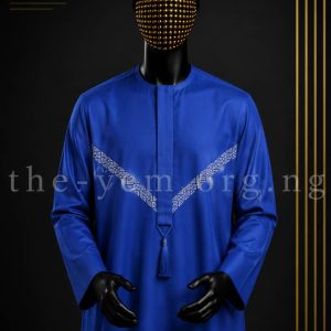 Home Blue Jalabiya embroidery V Crest