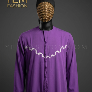 The Lavender-Purple Jalab: Deep purple tones meet lavender braided textures and wavy embroidery for a distinct, premium finish.