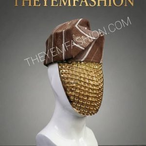 A warm chocolate brown cap accented with crisp white stripes.